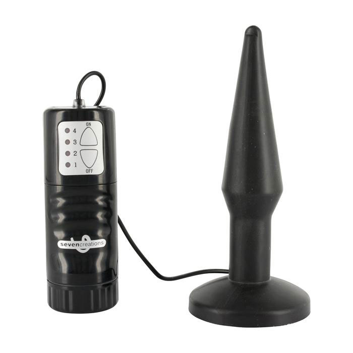 Черная анальная пробка с вибрацией Pure - 11,4 см. купить в секс шопе