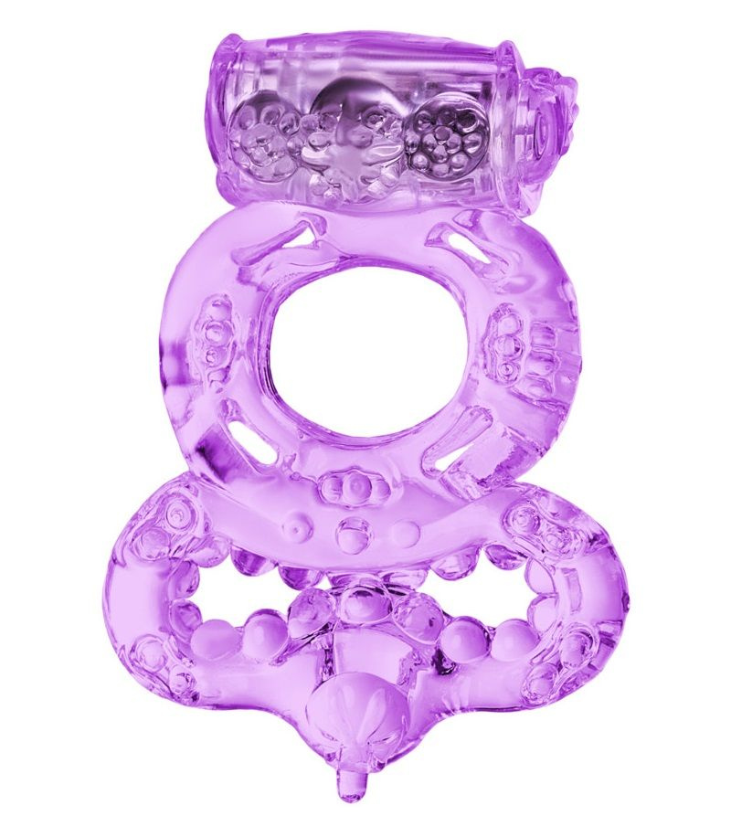 Фиолетовое виброкольцо с подхватом купить в секс шопе