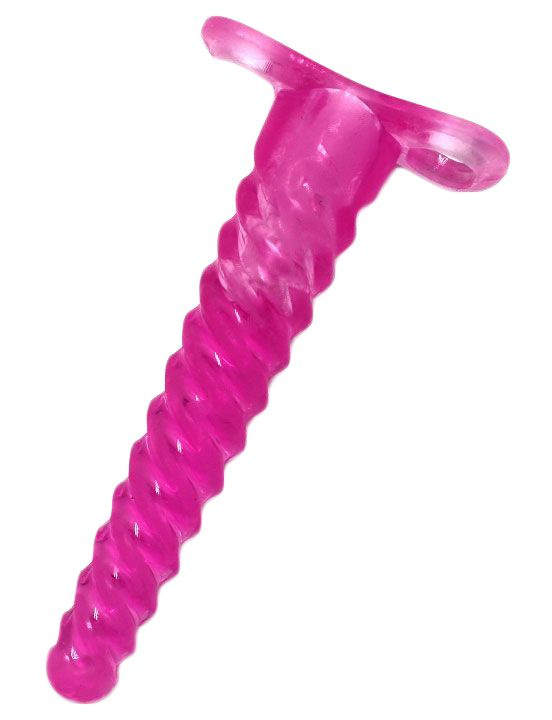 Розовый спиралевидный анальный конус с вибратором - 16 см. купить в секс шопе