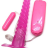 Розовый спиралевидный анальный конус с вибратором - 16 см. купить в секс шопе