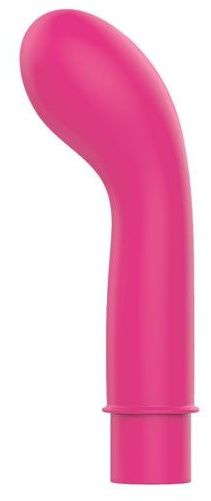 Ярко-розовый вибромассажер с изогнутой головкой - 11,3 см. купить в секс шопе