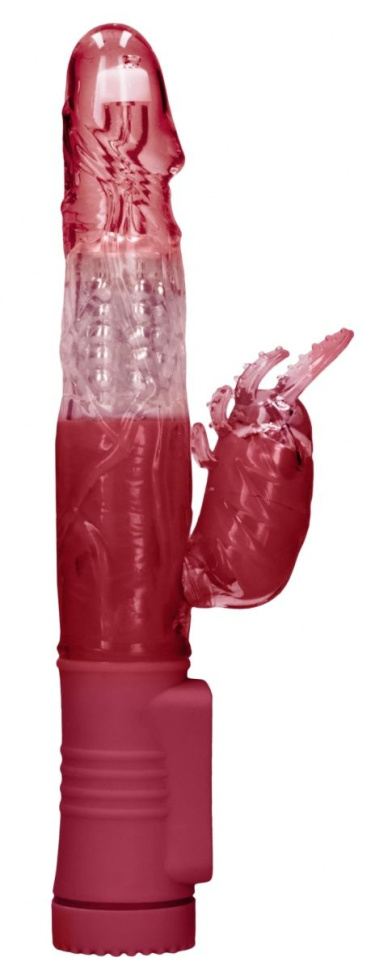 Красный вибратор-кролик Rotating Beetle - 22 см. купить в секс шопе
