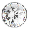 Большая серебристая анальная пробка Diamond Clear Sparkle Large с прозрачным кристаллом - 8 см. купить в секс шопе
