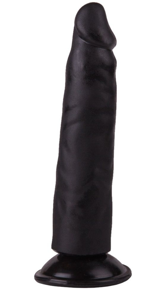 Рельефный чёрный фаллоимитатор на присоске - 16,5 см. купить в секс шопе