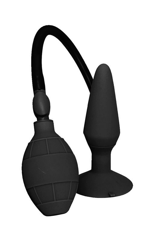 Чёрная анальная пробка с функцией расширения MENZSTUFF SMALL INFLATABLE PLUG- 12,5 см. купить в секс шопе