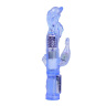 Ротатор голубого цвета с вибрацией и клиторальным стимулятором - 23 см. купить в секс шопе