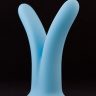 Голубой  фаллоимитатор с раздвоенным концом SplitDildo - 16 см. купить в секс шопе