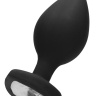 Черная анальная пробка с прозрачным стразом Extra Large Diamond Heart Butt Plug - 9,5 см. купить в секс шопе