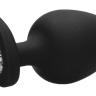 Черная анальная пробка с прозрачным стразом Extra Large Diamond Heart Butt Plug - 9,5 см. купить в секс шопе