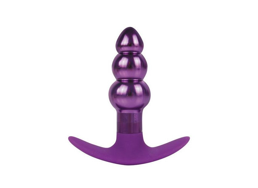 Анальная металлическая втулка фиолетового цвета - 9,6 см. купить в секс шопе