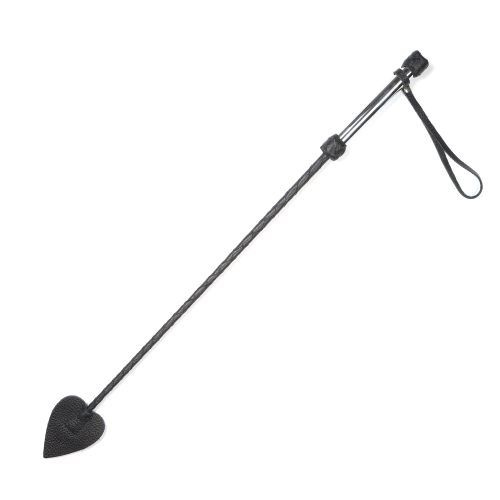 Чёрный стек с металлической рукоятью и наконечником-стрелой - 70 см. купить в секс шопе