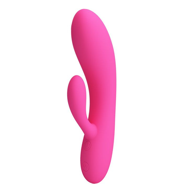 Розовый вибратор с клиторальным отростком Ives - 16,9 см. купить в секс шопе