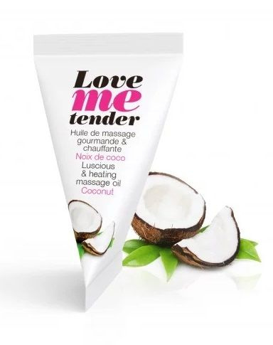 Съедобное согревающее массажное масло Love Me Tender Cocos с ароматом кокоса - 10 мл. купить в секс шопе