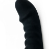 Черный изогнутый вибратор с ребрышками - 19 см. купить в секс шопе