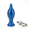 Синяя металлическая анальная пробка с кольцом - 7 см. купить в секс шопе