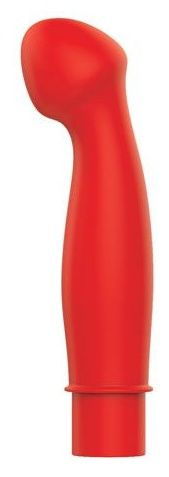 Красный вибромассажер с изогнутой круглой головкой - 11,5 см. купить в секс шопе