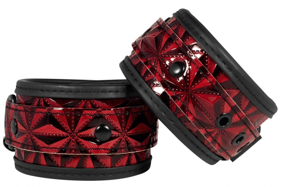 Красно-черные поножи Luxury Ankle Cuffs купить в секс шопе