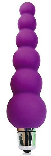 Фиолетовый анальный вибромассажер-елочка - 12 см. купить в секс шопе