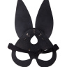 Чёрная кожаная маска с длинными ушками купить в секс шопе