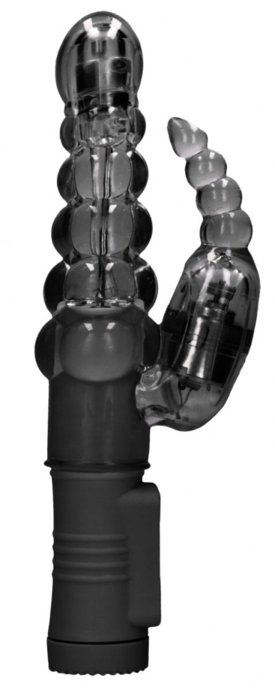 Черный вибратор-кролик Rotating Bubbles - 23,2 см. купить в секс шопе