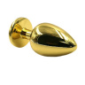 Золотистая алюминиевая анальная пробка с прозрачным кристаллом - 6 см. купить в секс шопе