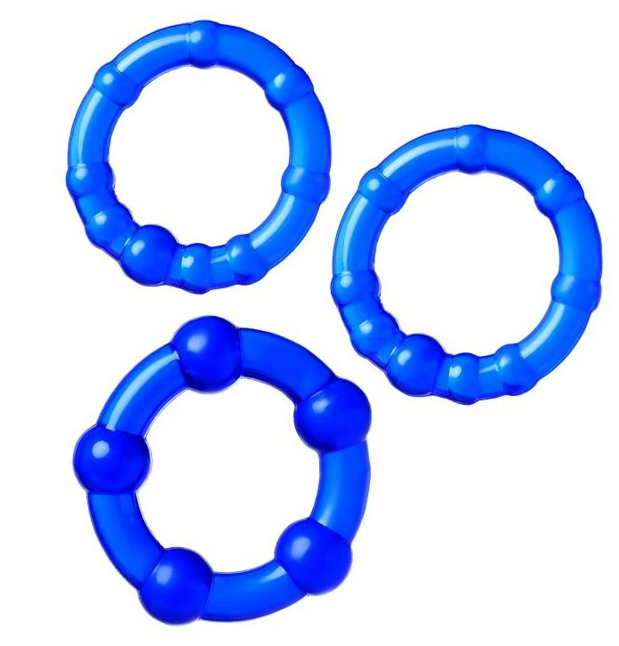Набор из 3 синих силиконовых эрекционных колец разного размера купить в секс шопе