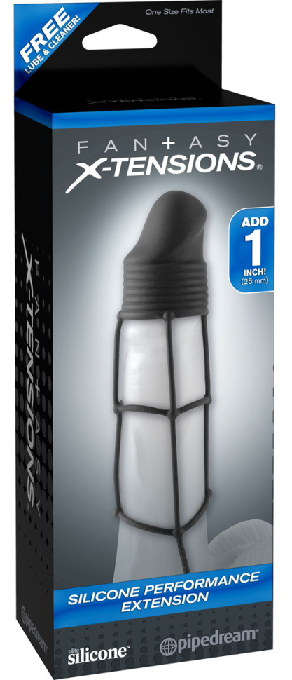 Чёрная насадка Silicone Performance Extension - 14 см. купить в секс шопе