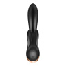Черный вибратор-кролик Double Flex с двумя клиторальными отростками - 20,1 см. купить в секс шопе