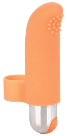 Оранжевая пулька-насадка на палец Finger Tickler - 8,25 см. купить в секс шопе