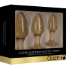 Набор из 3 золотистых анальных пробок Acrylic Goldchip Butt Plug Set купить в секс шопе