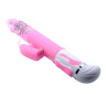 Розовый вибратор-ротатор со стимулятором клитора и возвратно-поступательными движениями - 30 см. купить в секс шопе