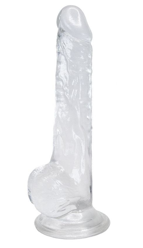 Прозрачный фаллоимитатор на присоске Lusty Jelly Dildo - 18 см. купить в секс шопе