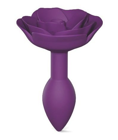 Фиолетовая анальная пробка с ограничителем-розой Open Rose Size S Butt Plug купить в секс шопе