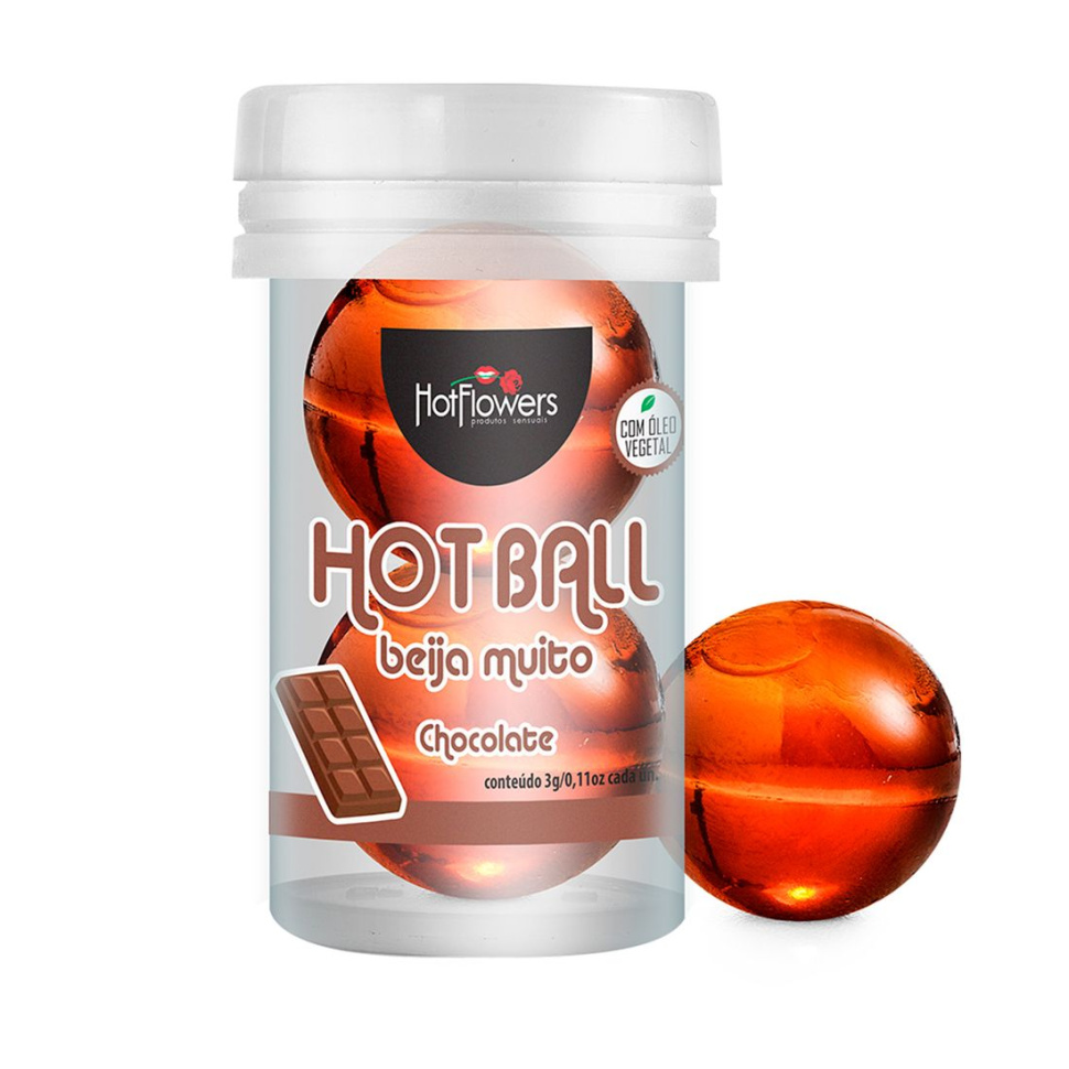 Лубрикант на масляной основе Hot Ball Beija Muito с ароматом шоколада (2 шарика по 3 гр.) купить в секс шопе
