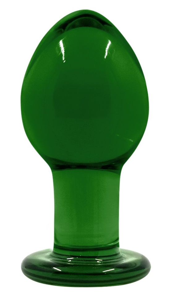 Зеленая стеклянная анальная пробка Crystal Medium - 7,5 см. купить в секс шопе