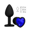 Черная силиконовая пробка с синим кристаллом - 7,3 см. купить в секс шопе