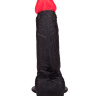Чёрный фаллоимитатор с красной головкой - 18,5 см. купить в секс шопе