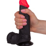 Чёрный фаллоимитатор с красной головкой - 18,5 см. купить в секс шопе