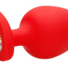 Красная анальная пробка с прозрачным стразом Extra Large Diamond Heart Butt Plug - 9,5 см. купить в секс шопе