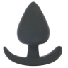 Черная каплевидная анальная силиконовая пробка с ограничителем - 8 см. купить в секс шопе
