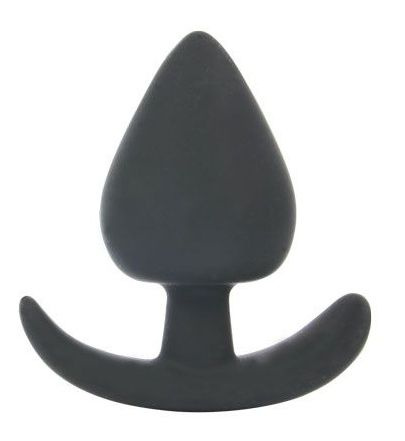 Черная каплевидная анальная силиконовая пробка с ограничителем - 8 см. купить в секс шопе