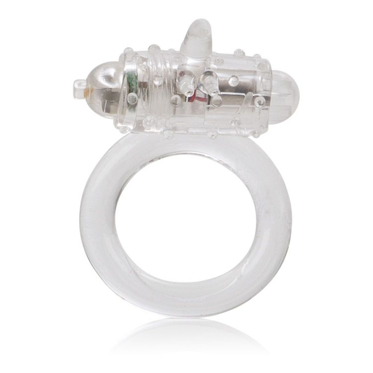 Прозрачное эрекционное кольцо с вибрацией One Touch Flicker купить в секс шопе