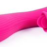 Ярко-розовый рельефный вибратор-кролик QUEJOY - 25 см. купить в секс шопе