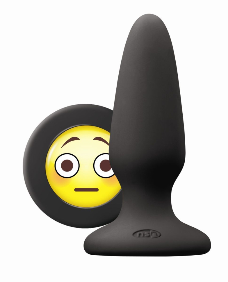 Черная силиконовая пробка среднего размера Emoji OMG - 10,2 см. купить в секс шопе