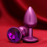 Фиолетовая анальная пробка с кристаллом купить в секс шопе