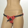 Красно-черные трусики с плугом Kanikule Strap-on Harness Anatomic Thong купить в секс шопе