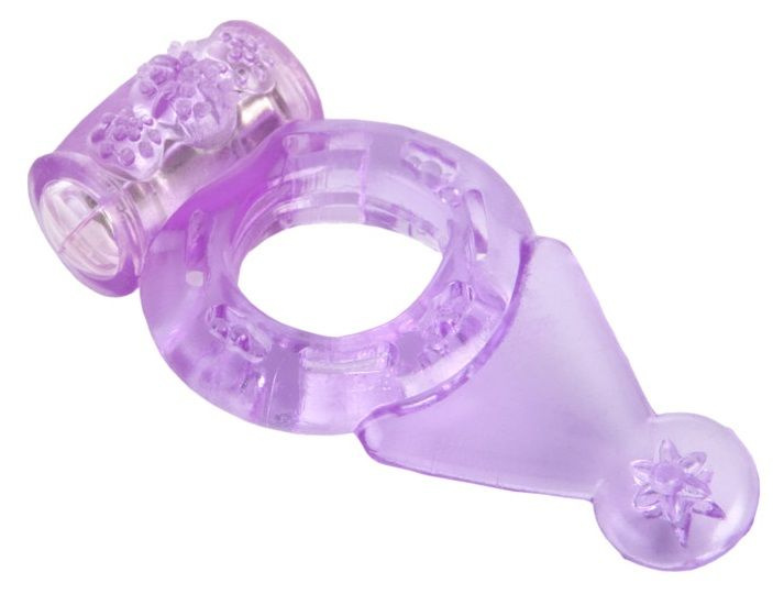 Фиолетовое виброкольцо с хвостом купить в секс шопе