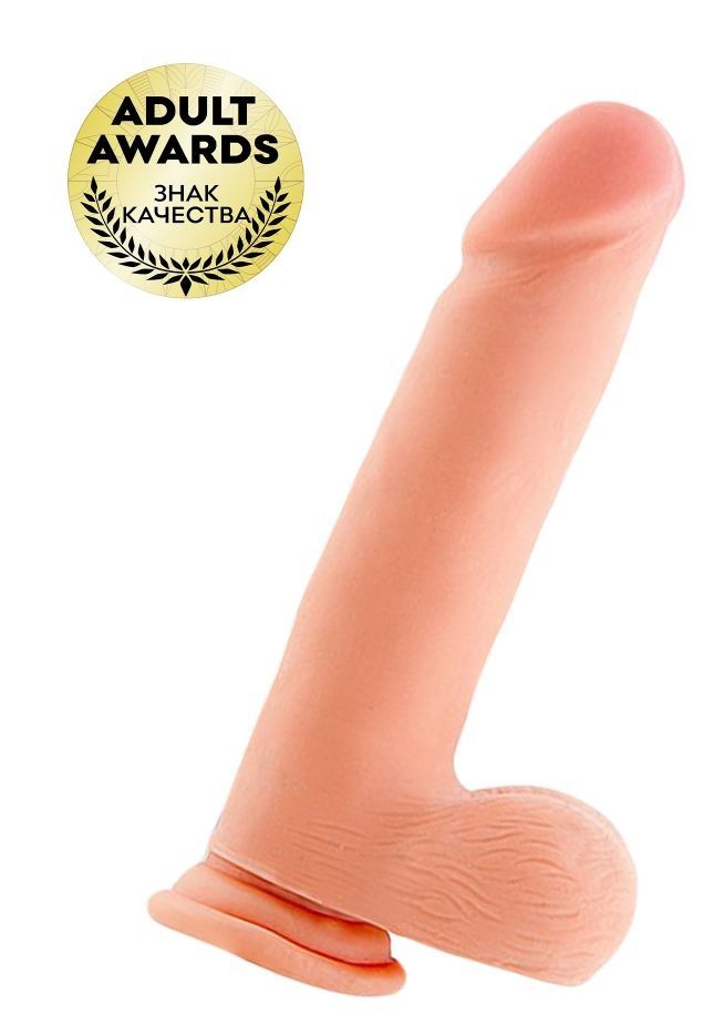 Телесный реалистичный фаллоимитатор с присоской - 23,5 см. купить в секс шопе