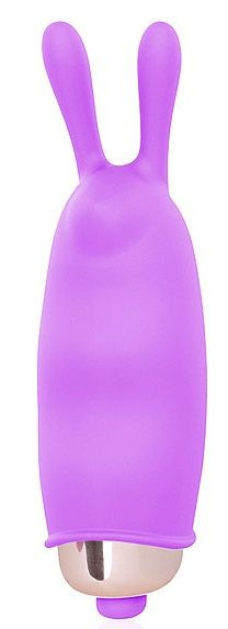 Фиолетовый клиторальный вибромассажер с ушками - 7,5 см. купить в секс шопе