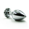 Серебристая алюминиевая анальная пробка с радужным кристаллом - 7 см. купить в секс шопе